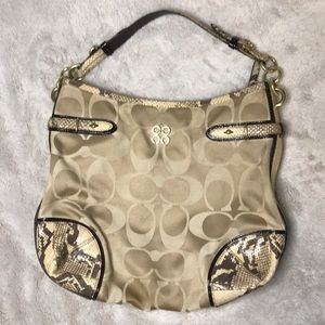 Gold cloth/snake skin COACH purse